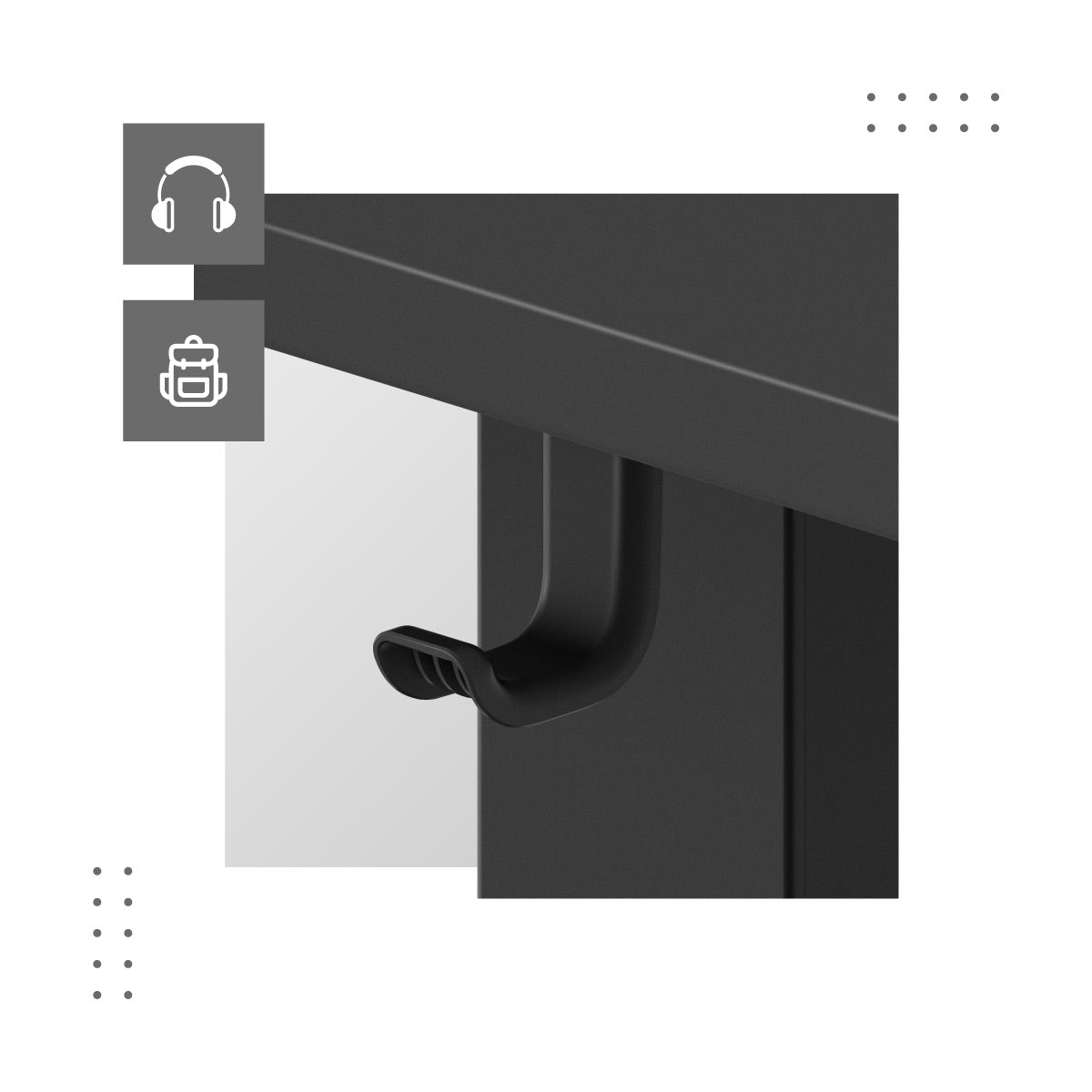 Zwei Griffe – für Kopfhörer und einen Rucksack oder eine Tasche