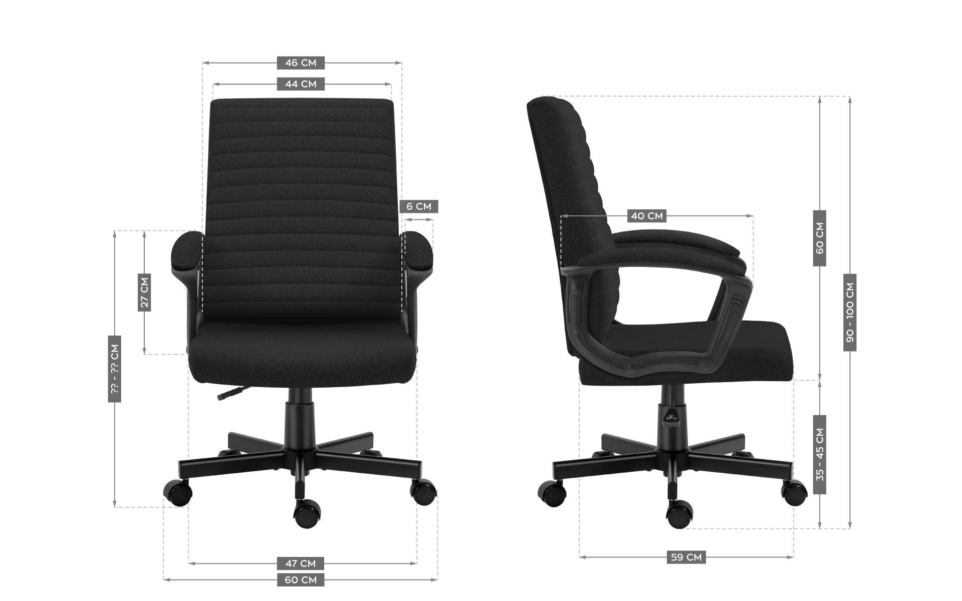 Wymiary fotela Mark Adler Boss 2.5 Black
