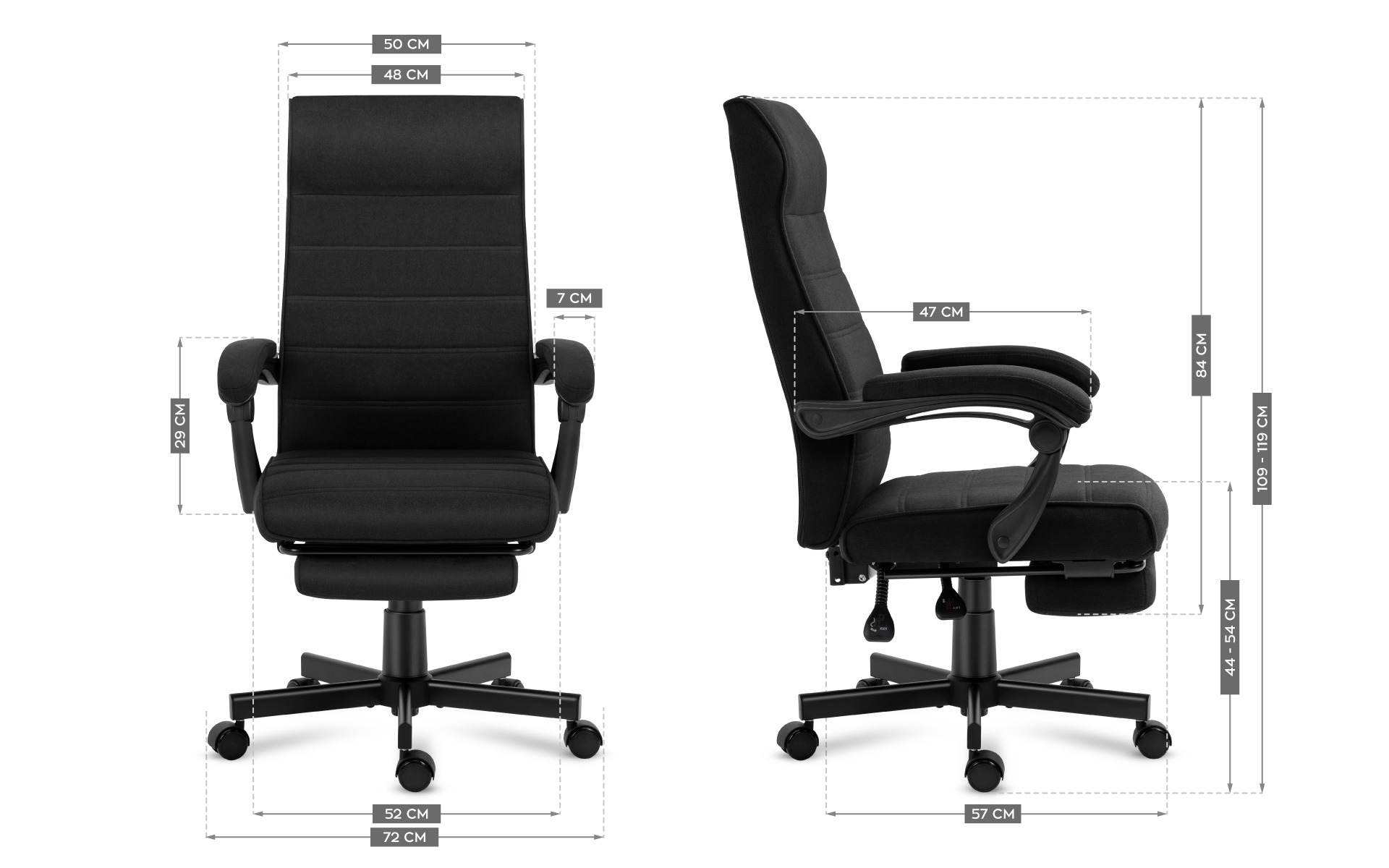Wymiary fotela Mark Adler Boss 4.4