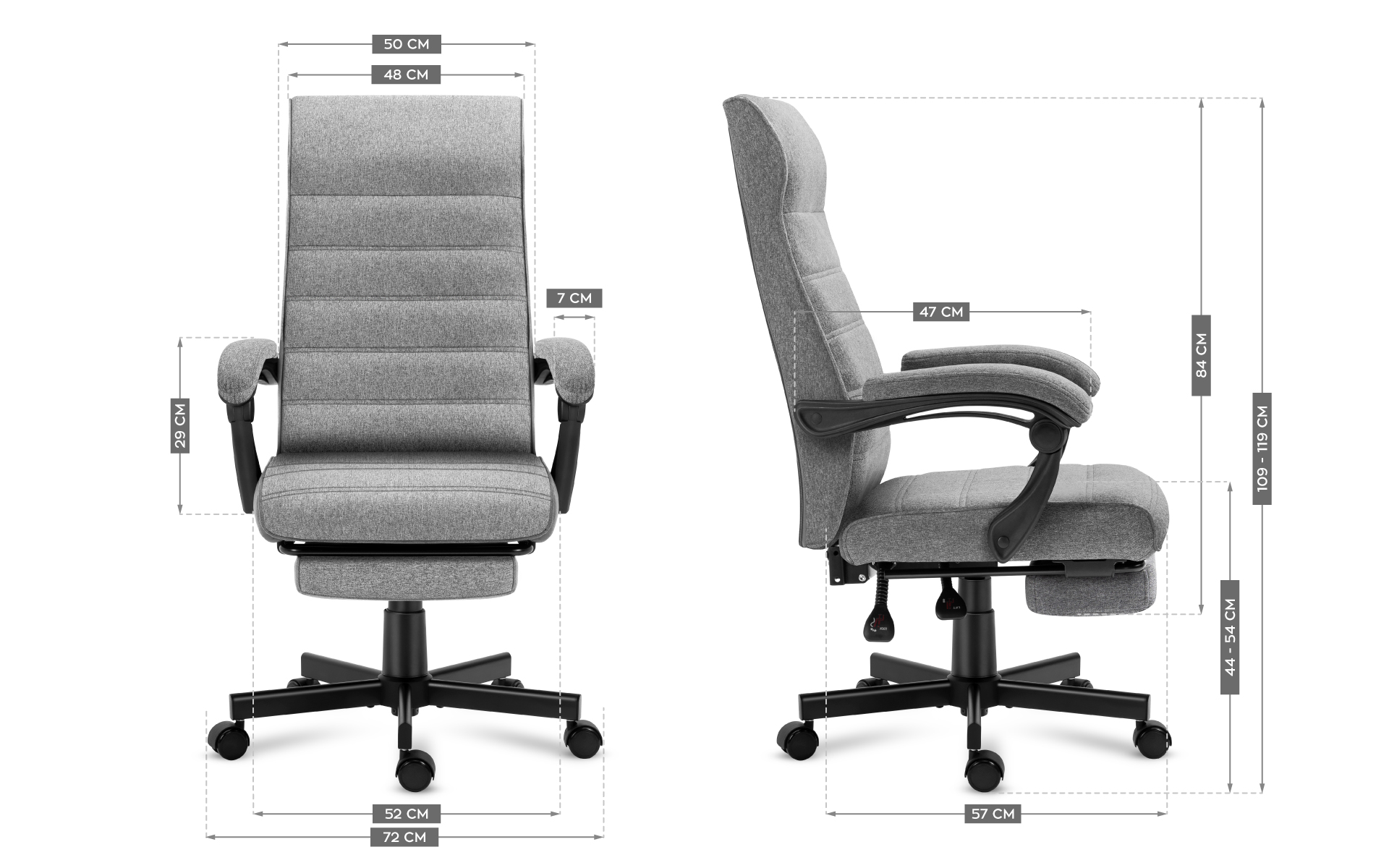 Wymiary fotela Mark Adler Boss 4.4