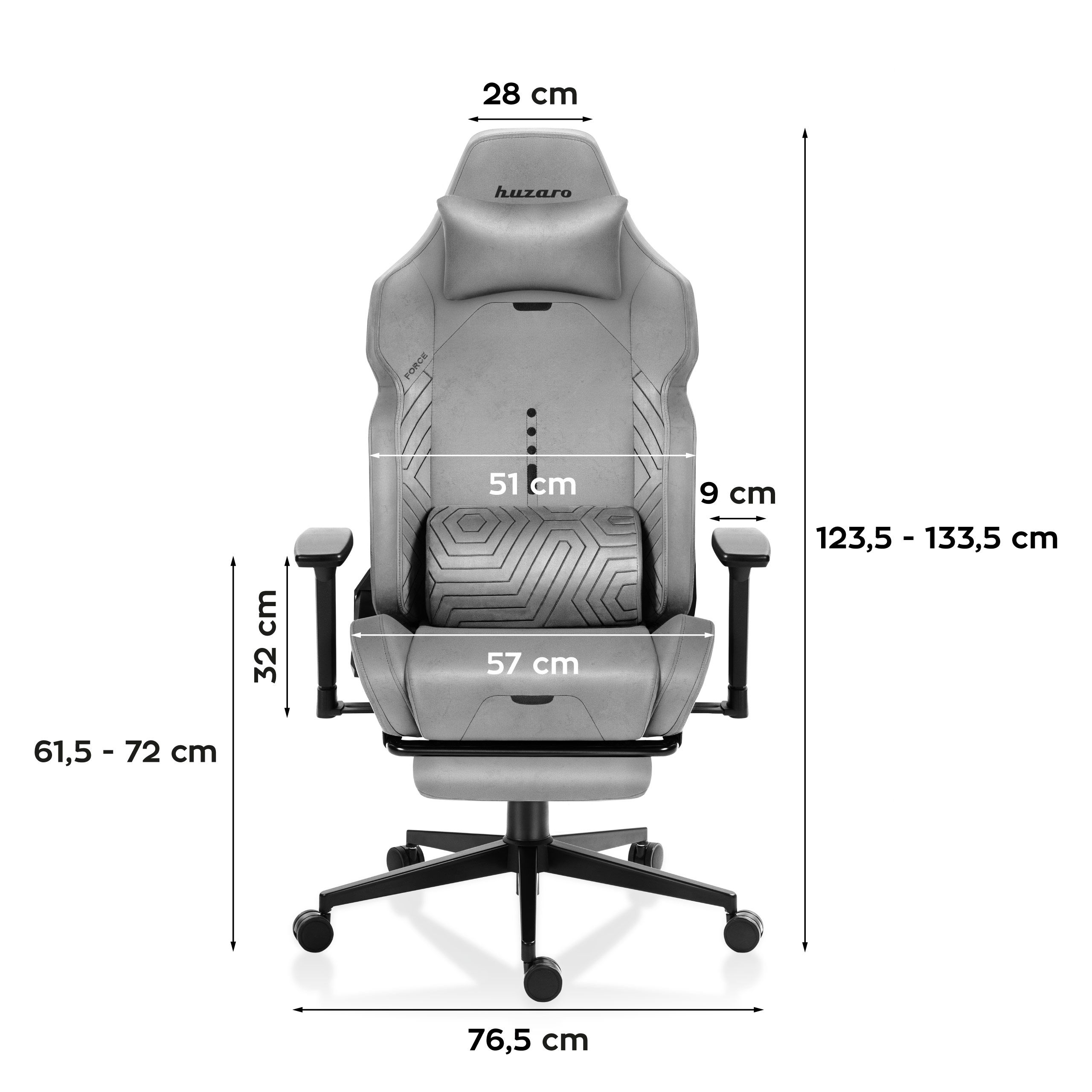 Wymiary fotela Huzaro Force 7.6 Grey