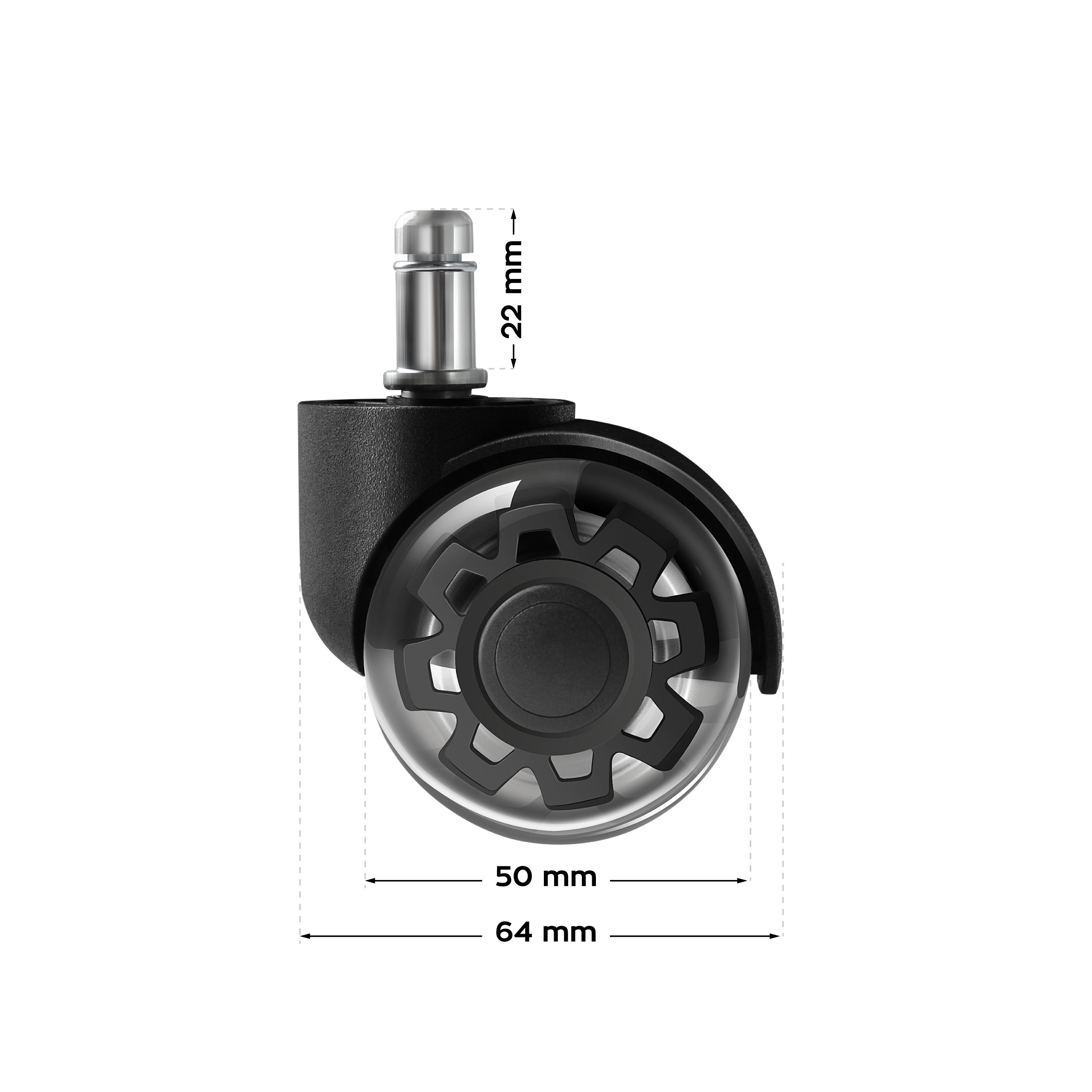 Kółka Casters 2.0 Black wymiary